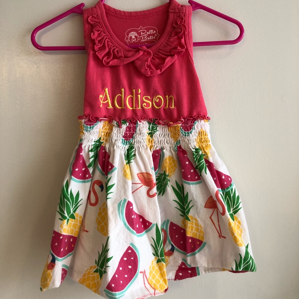 Ruffle Butts Pineapple/Flamingo Dress with Addison